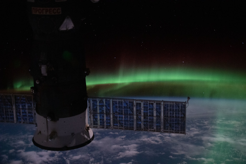 The 'aurora australis' and a starry sky above the Indian Ocean
